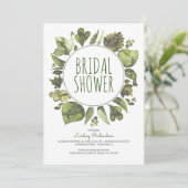 Greenery Wreath Rustic Woodland Leaf Vrijgezellenf Kaart (Staand voorkant)