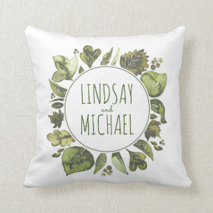 Greenery Wreath Rustic Woodland Waterverf Couple Kussen