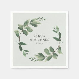 Greenery Wreath Sage Green Wedding Napkins Servet