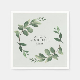 Greenery Wreath Sage Green Wedding Napkins Servet