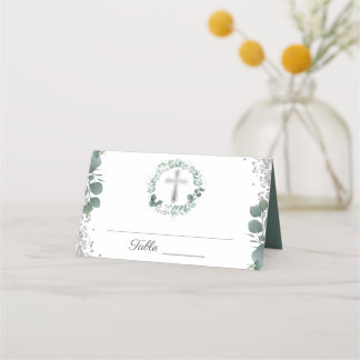 Greenery Wreath Silver Glitter First Community Plaatskaartje
