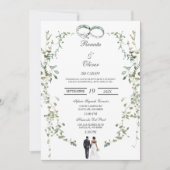 Greenery wreath Spanish Wedding Invitation Kaart (Voorkant)