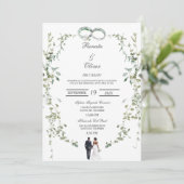 Greenery wreath Spanish Wedding Invitation Kaart (Staand voorkant)