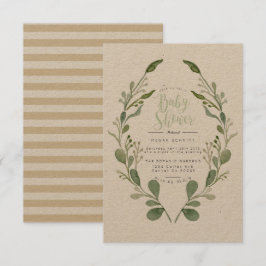 Greenery Wreath Waterverf | Baby shower Uitnodigin Kaart