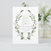 Greenery Wreath Waterverf | Baby shower Uitnodigin Kaart (Staand voorkant)