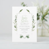 Greenery Wreath Waterverf | Baby shower Uitnodigin Kaart (Staand voorkant)