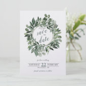 Greenery Wreath, Waterverf-bladzomer Feestdagenkaart (Staand voorkant)