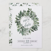 Greenery Wreath, Waterverf-bladzomer Feestdagenkaart (Voorkant / Achterkant)