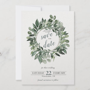Greenery Wreath, Waterverf-bladzomer Feestdagenkaart