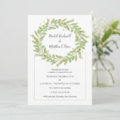 Greenery Wreath Wedding Kaart (Staand voorkant)