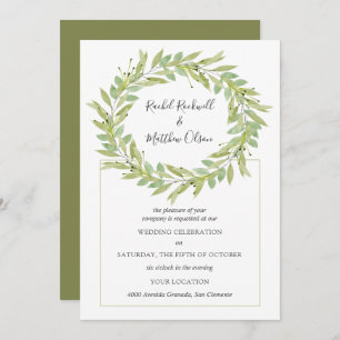 Greenery Wreath Wedding Kaart