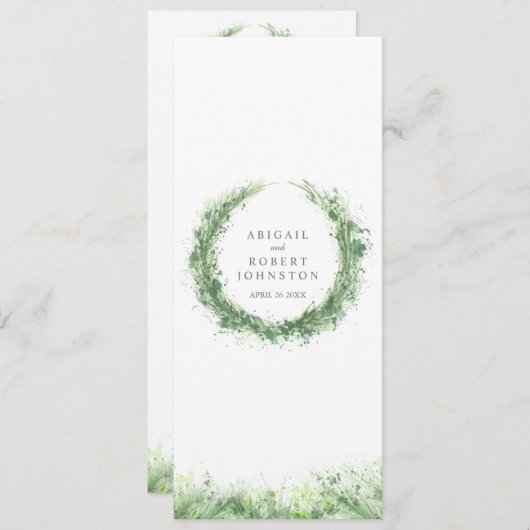 Greenery wreator waterverf art sage green menu (Voorkant / Achterkant)