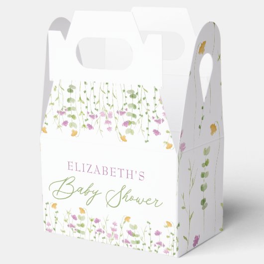 Greenery Yellow Pink Wildflower Baby shower Bedankdoosjes (Geopend)