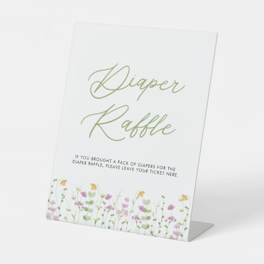 Greenery Yellow Pink Wildflower Raffle Reclamebord Met Voetstuk (Voorkant)