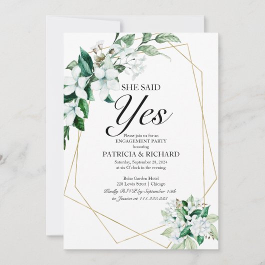 Greenery Ze zei ja Verlovingsfeest Kaart (Voorkant)