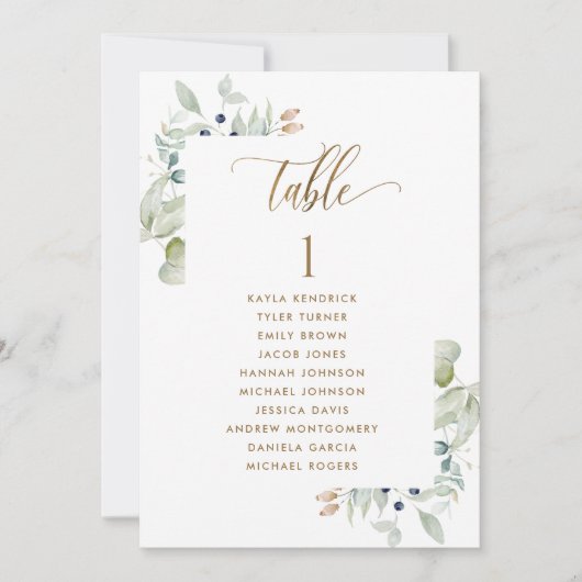 Greenery, Zitplankards met gastnamen (Voorkant)