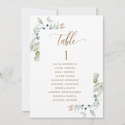 Greenery, Zitplankards met gastnamen (Achterkant)