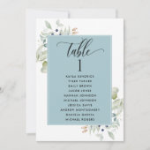 Greenery, Zitplankards met gastnamen, blauw (Voorkant)