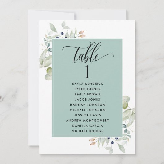 Greenery, Zitplankards met gastnamen Groen (Voorkant)