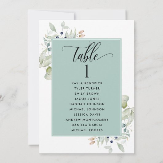 Greenery, Zitplankards met gastnamen Groen (Achterkant)