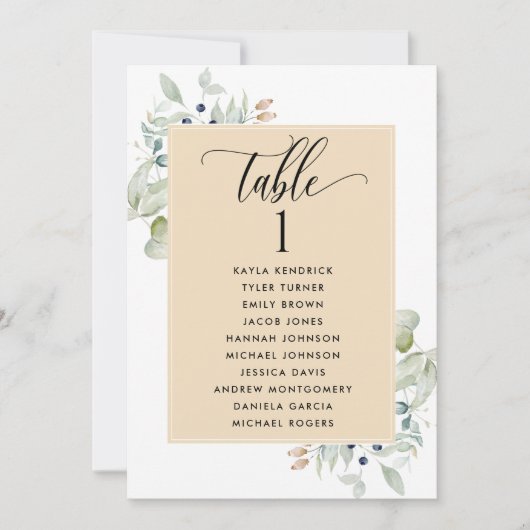 Greenery, Zitplankards met gastnamen, Tan (Voorkant)