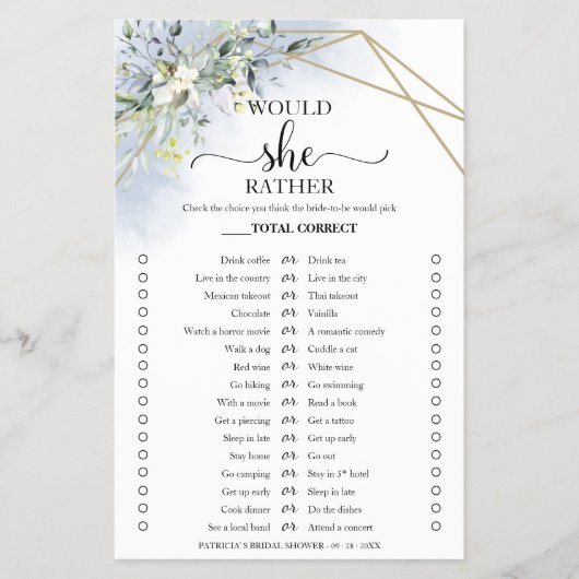 Greenery zou ze liever Vrijgezellenfeest Game Flye Flyer (Voorkant)