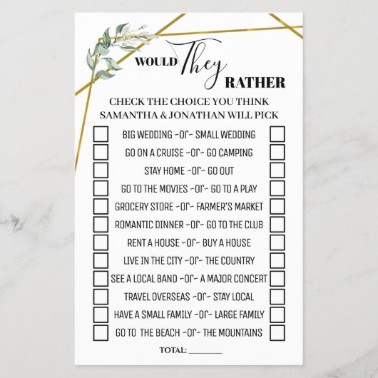 Greenery zou ze liever Vrijgezellenfeest hebben Flyer (Voorkant)