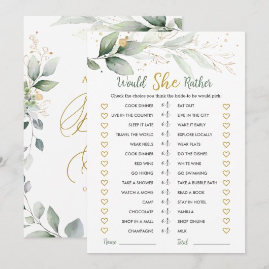 Greenery zou ze liever Vrijgezellenfeest spelen da Kaart (Voorkant / Achterkant)