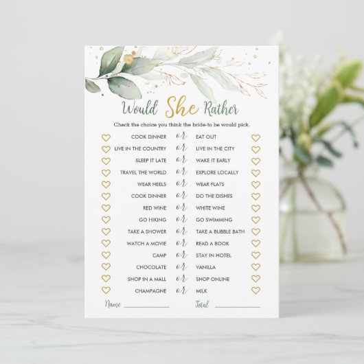 Greenery zou ze liever Vrijgezellenfeest spelen Kaart (Staand voorkant)