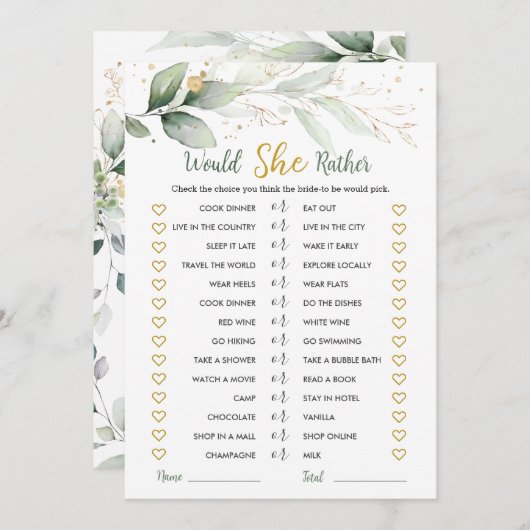 Greenery zou ze liever Vrijgezellenfeest spelen Kaart (Voorkant / Achterkant)