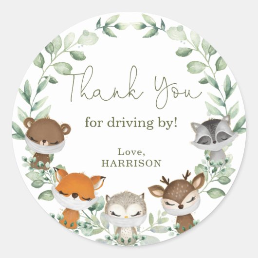 Greeney Woodland Animals Quarantine Rijden door Ronde Sticker (Voorkant)