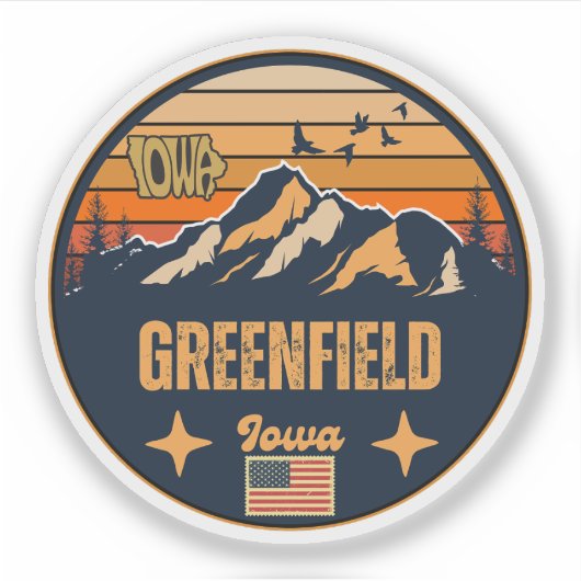 Greenfield, Iowa Ia, Verenigde Staten Sticker (Voorkant)