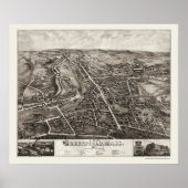 Greenfield, MA Panoramic Map - 1877 Poster (Voorkant)