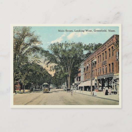 Greenfield Massachusetts Main Street Briefkaart (Voorkant)