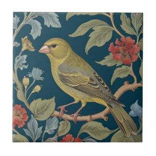 Greenfinch William Morris style L Green Finch Bird Tegeltje