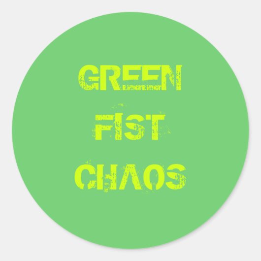 GREENFISTCHAOS RONDE STICKER (Voorkant)
