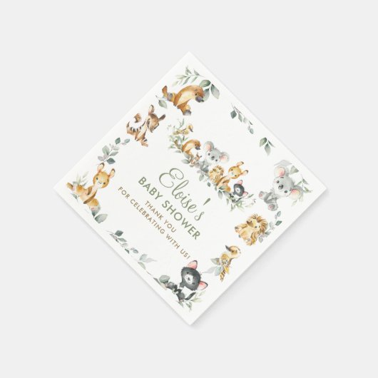 GreenGenery Australische dieren Baby shower dank u Servet (Hoek)