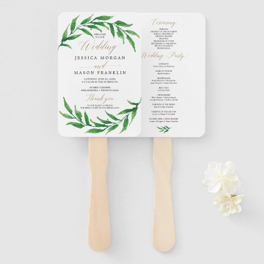 GreenGenery bruiloft programma fan Handwaaier (Voorkant en achterkant)
