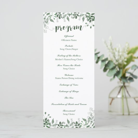 GreenGenery bruiloft programma Sjabloon (Staand voorkant)