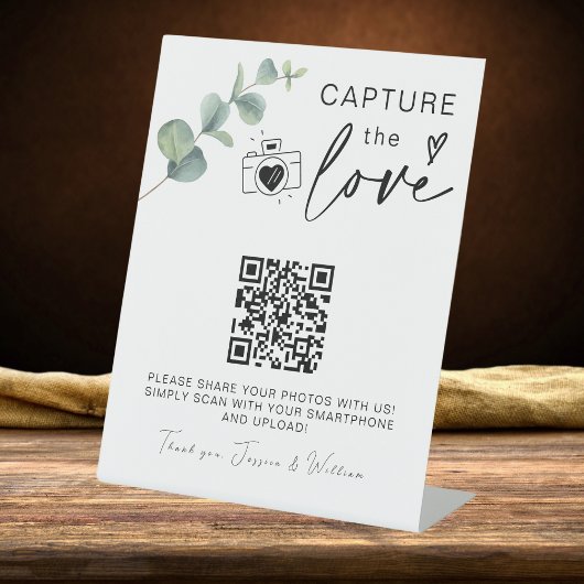 GreenGenery Eucalyptus vangen de liefde QR code te Reclamebord Met Voetstuk