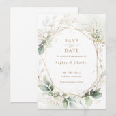 GreenGenery Gold laat geometrische bruiloft opslaa Kaart (Voorkant / Achterkant)