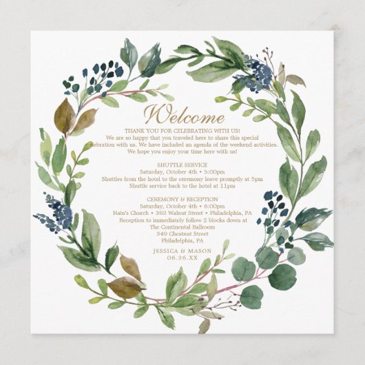 GreenGenery Navy Gold welkomstbrief Programmakaart (Voorkant)