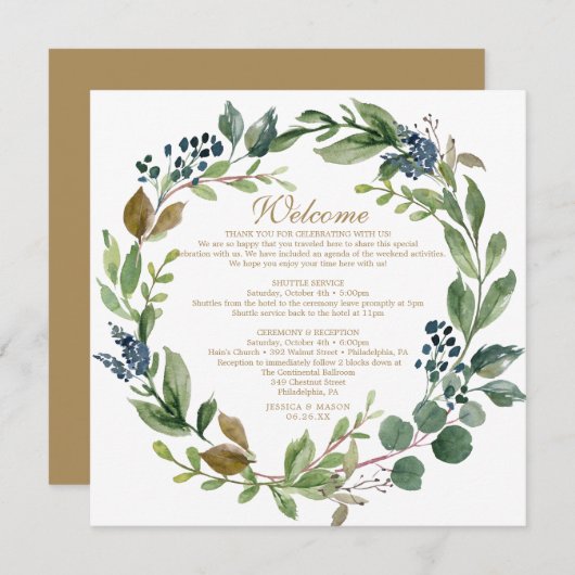 GreenGenery Navy Gold welkomstbrief Programmakaart (Voorkant / Achterkant)