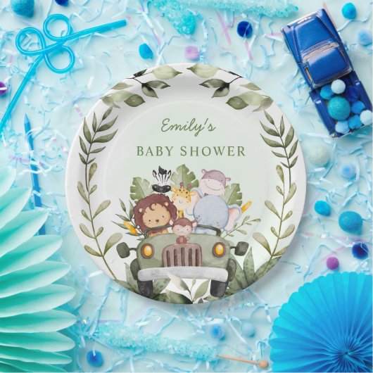 GreenGenery oerwoud Safari Wild Animals Baby showe Papieren Bordje (Feest)