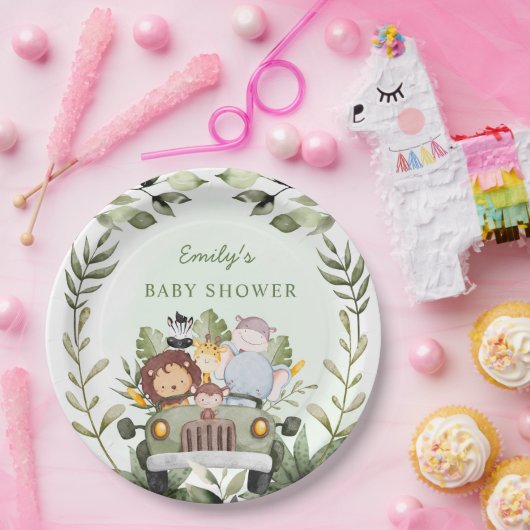 GreenGenery oerwoud Safari Wild Animals Baby showe Papieren Bordje (Feest)