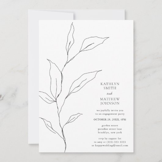 GreenGenery Olive Leaf Branch Eenvoudig Verlovings Kaart (Voorkant)