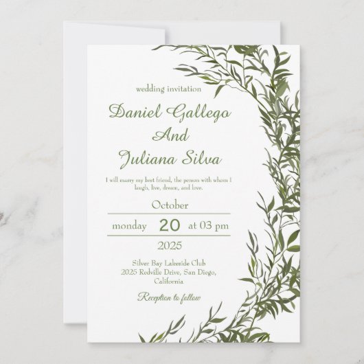 GreenGenery Waterverf bruiloft uitnodiging (Voorkant)