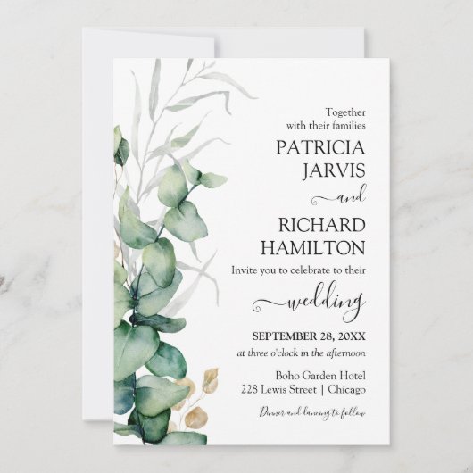 GreenGenery Waterverf bruiloft uitnodiging (Voorkant)