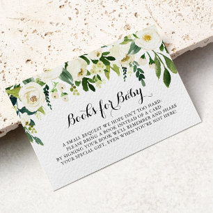 GreenGenery Wit Bloemen Baby shower Boekaanvraag Informatiekaartje