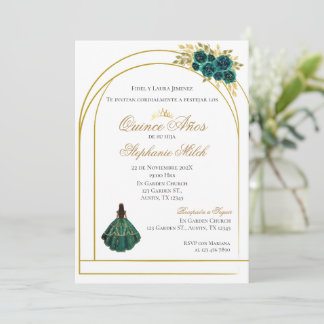 Greengery Floral Mexican Quinceanera Invitation Kaart